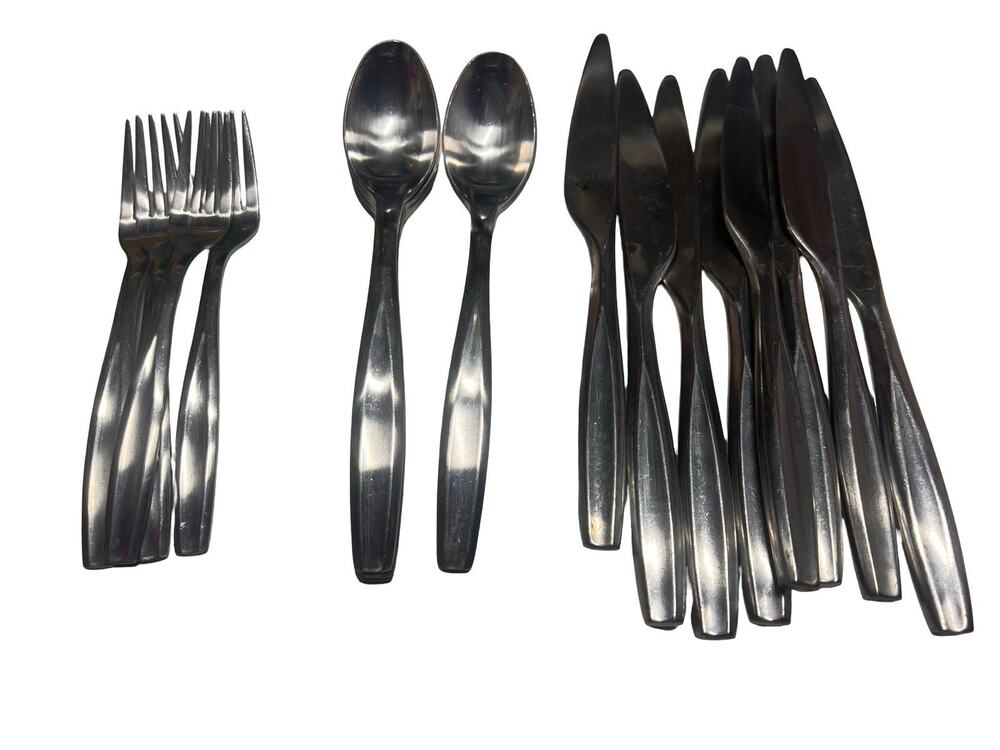 18 Pc Gourmet Settings BEAM Stainless Mixed Flatware Knives Spoons Forks